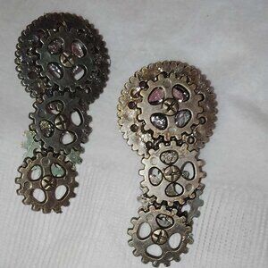 Handmade Gearrings Lightweight Earrings Made With Hard Plastic Bronze Colored